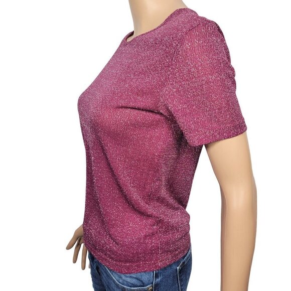 Seven Seven Women's Sparkly Berry Pink Short Sleeve Top in a Size Small - Picture 5 of 10